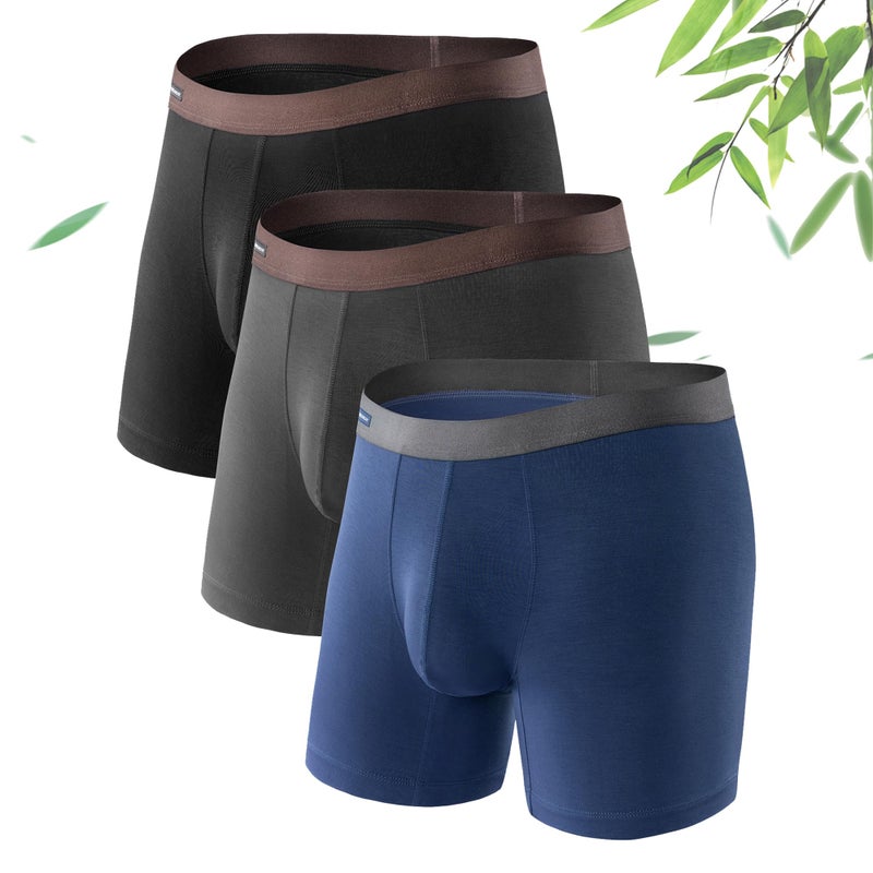 DAVID ARCHY Mens Underwear Wicking-Moisture Cooling Rayon Made From Bamboo Boxer Briefs with Support Pouch Fly 4 or 7 Pack - Image 1